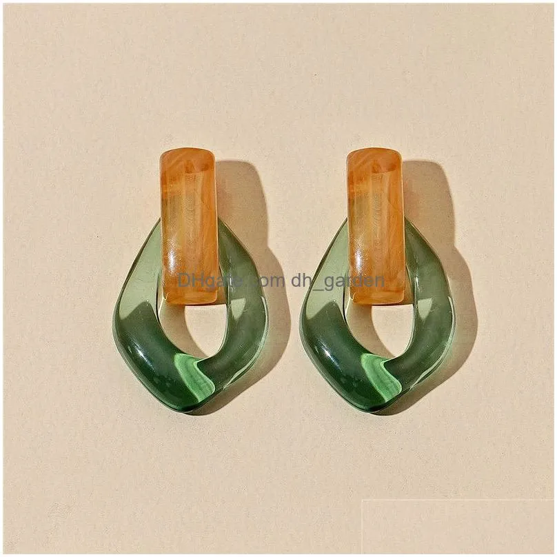 Dangle & Chandelier Colorf Clear Resin Acrylic Drop Earring For Women Geometric Hollow Statement Earrings Girls Fashion Jewe Dhgarden Otpcx