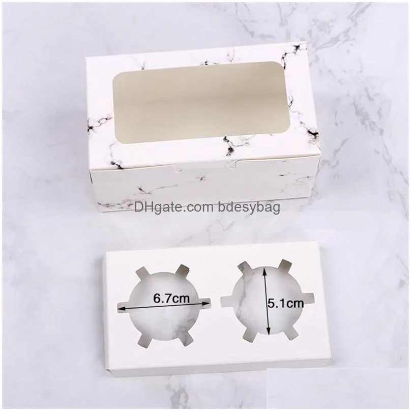 marble pattern transparent window baking box round cup cake box west point muffin packing wedding gift boxes lx0557
