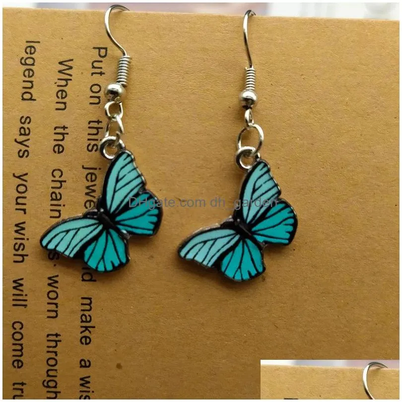 Charm Blue Butterfly Drop Earring For Women Mticolor 2021 Alloy Dangle Earrings Statement Wedding Jewelry Wholesale Drop Del Dhgarden Otjs3