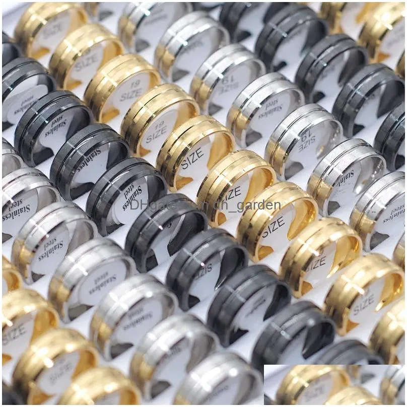 bulk lots 50pcs classic band stainless steel rings mix 8mm size 1721 women men charm fashion lovers wedding anniversary promise jewelry accessories gifts