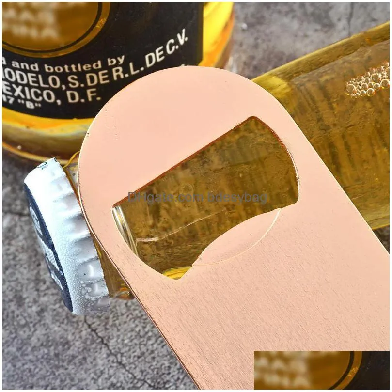 rose gold multifunction bottle opener large stainless steel flat bottle opener tool bar beer wine openers lx02170