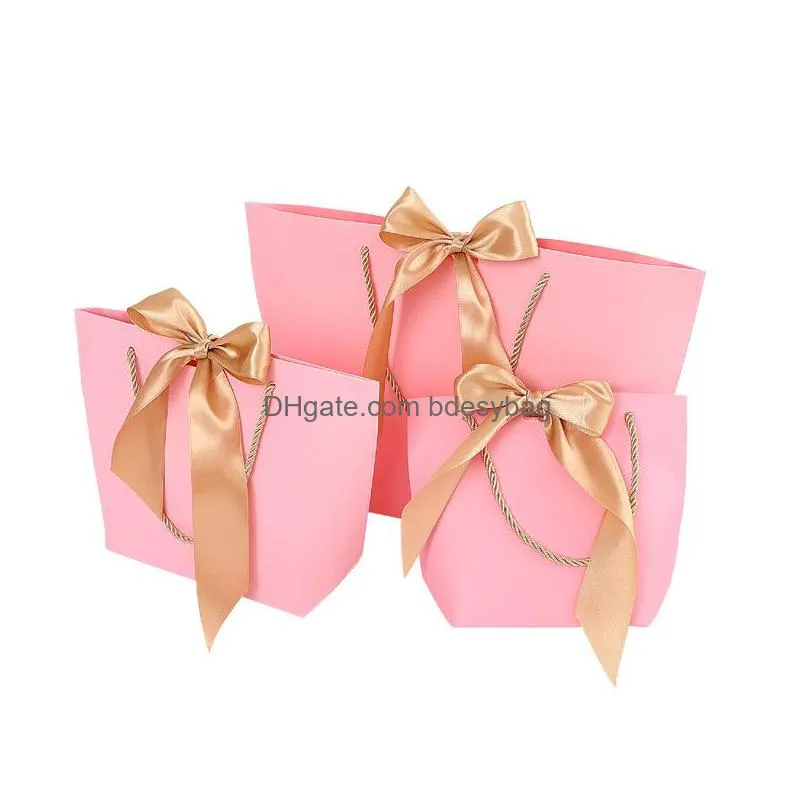 4 size large size present box for clothes books packaging gold handle paper box bags kraft paper gift bag with handles lx2087