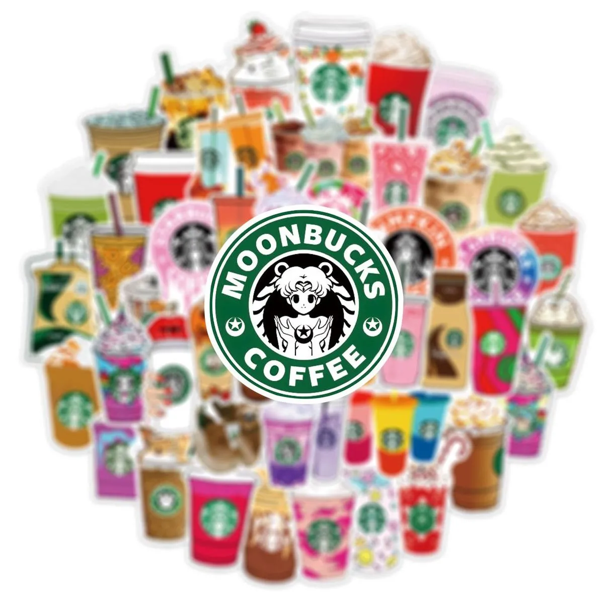 54 starbucks coffee milk tea mugs graffiti stickers laptop luggage car stickers