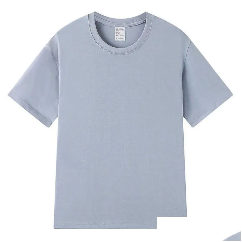 Men`S Plus Tees & Polos Men Plus Pure Cotton Solid Color Loose Bottomed Shirt White Mens T-Shirt Fashion Half Sleeve High Quality Drop Otdb9