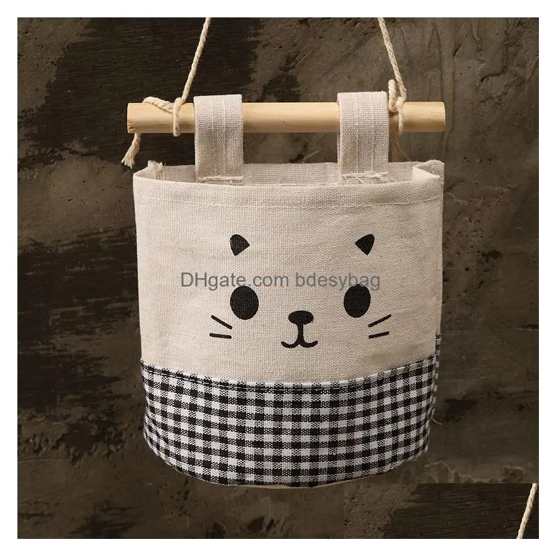 Other Home Storage & Organization Cute Cotton Linen Hanging Organiser Wall Mounted Wardrobe Closet Organizer Cosmetic Toys Storage Bag Dh7Y3