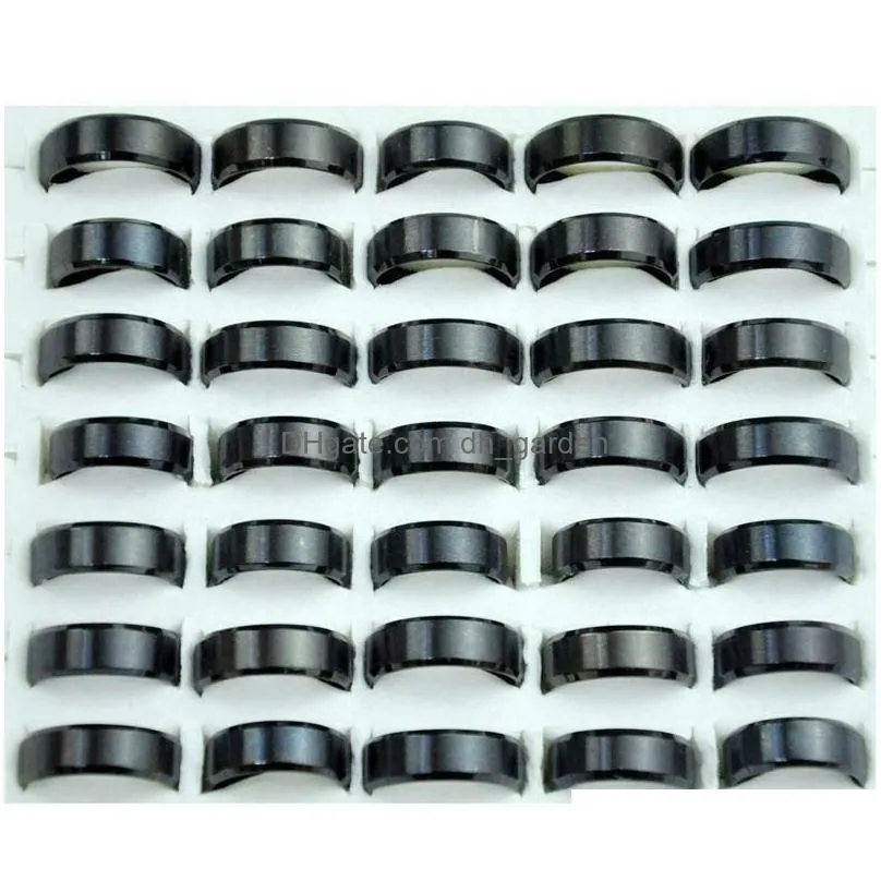 wholesale 50pcs 316l stainless steel rings style band fashion black plain flat jewelry finger ring men women acier edelstahlringe