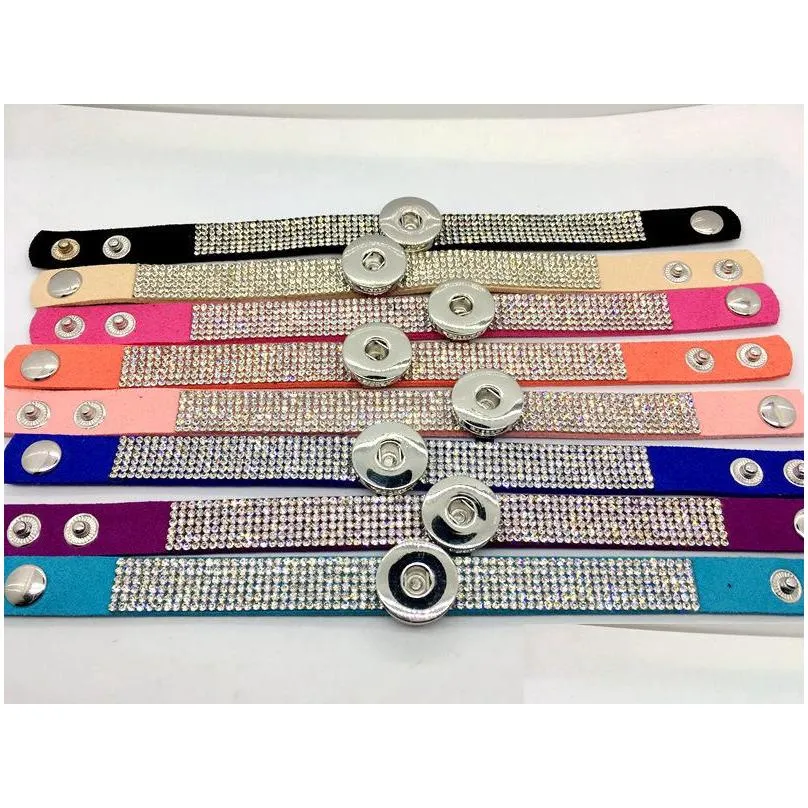 wholesale ginger snap bracelet 8pcs/lot mix style women fashion rhinestone snap bracelet jewelry fit 18mm snap chunk charm button