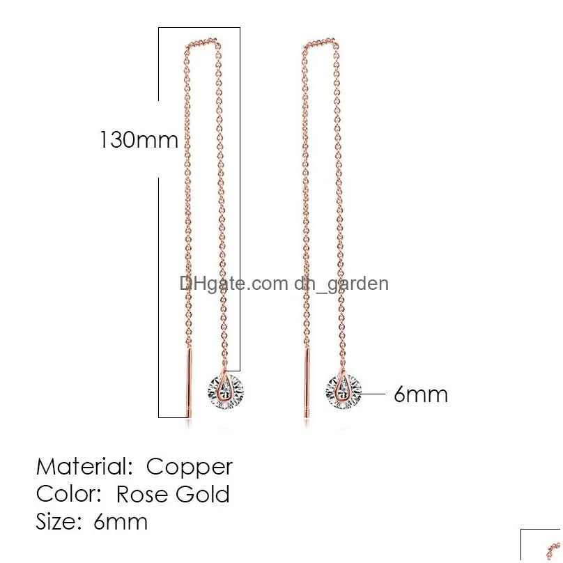 Dangle & Chandelier Unique Drop Line Long Earrings For Women Rose Gold Color Cubic Zircon Crystal Jewelry E549 E100 Drop Del Dhgarden Otqgq