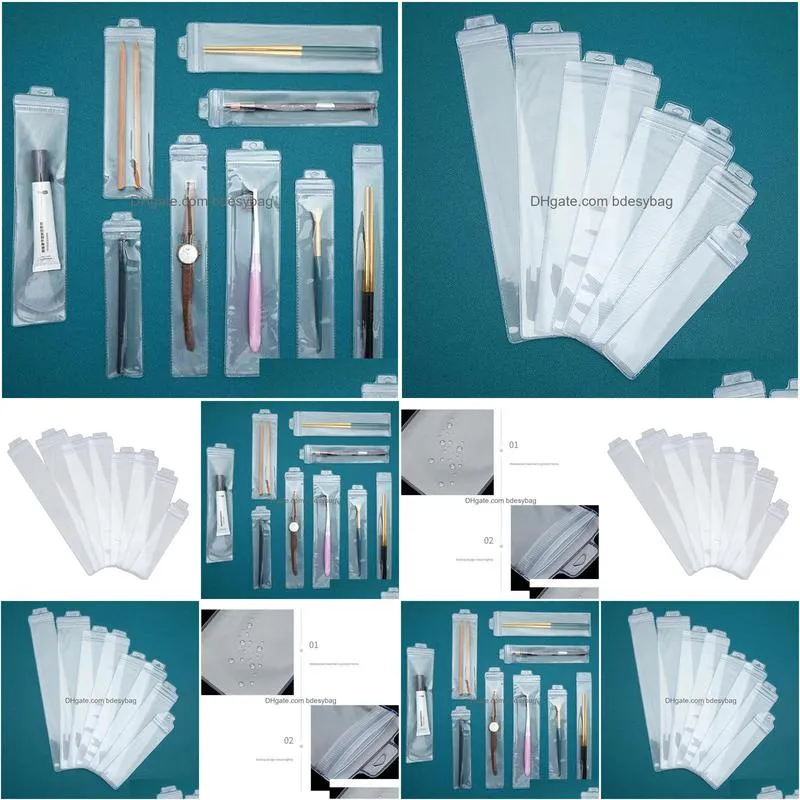 8 size waterproof pvc packing bag plastic transparent frosted watch with eyebrow pen sample card self sealing tableware bag lx4135