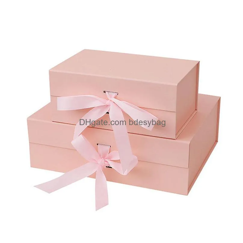 wholesale 2 size luxury foldable gift box white black magnetic rigid box for clothing underwear hair packaging lx4798