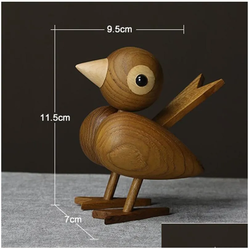 Denmark Nordic style wood sparrow bird ornaments American puppet wooden play room study desktop accessories 201212