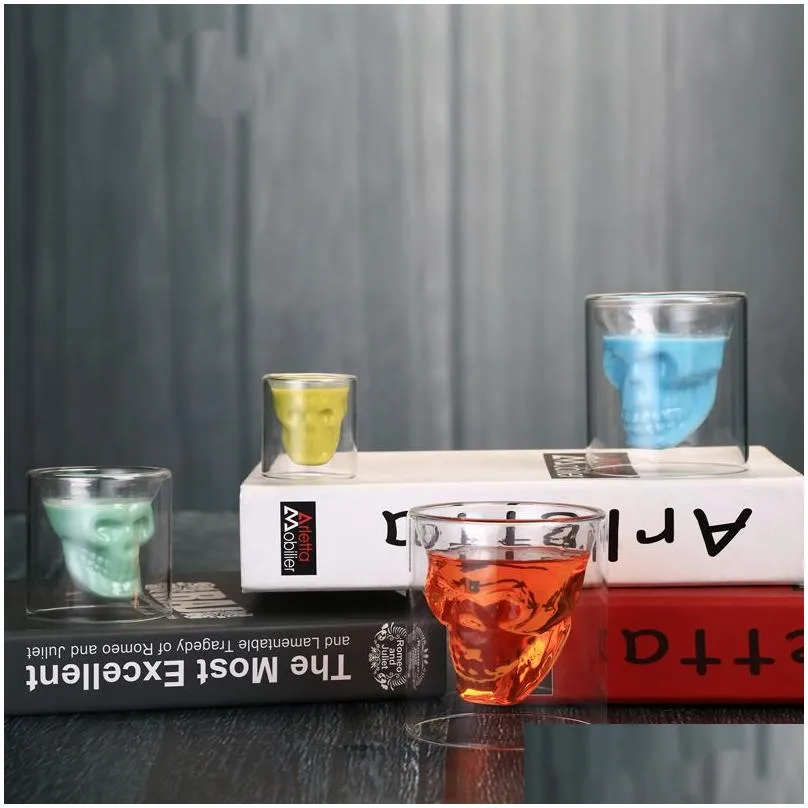 creative bar party drinkware skull transparent wine cup skull glass s beer glass whiskey glasses crystal skeleton water cup dh0001