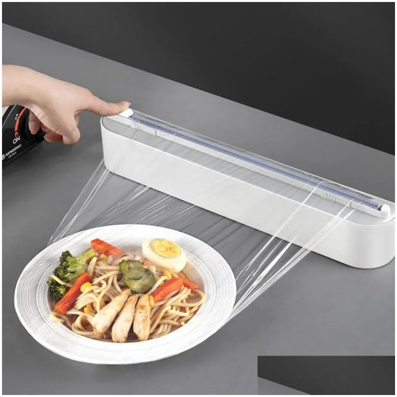 Other Kitchen Tools Magnetic Cling Film Wrap Dispenser Plastic Cutter Food Tool Nontoxic Baking Paper 230627