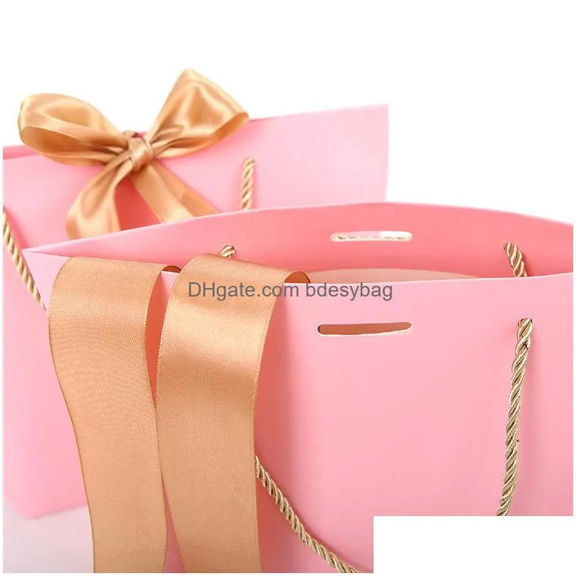 4 size large size present box for clothes books packaging gold handle paper box bags kraft paper gift bag with handles lx2087