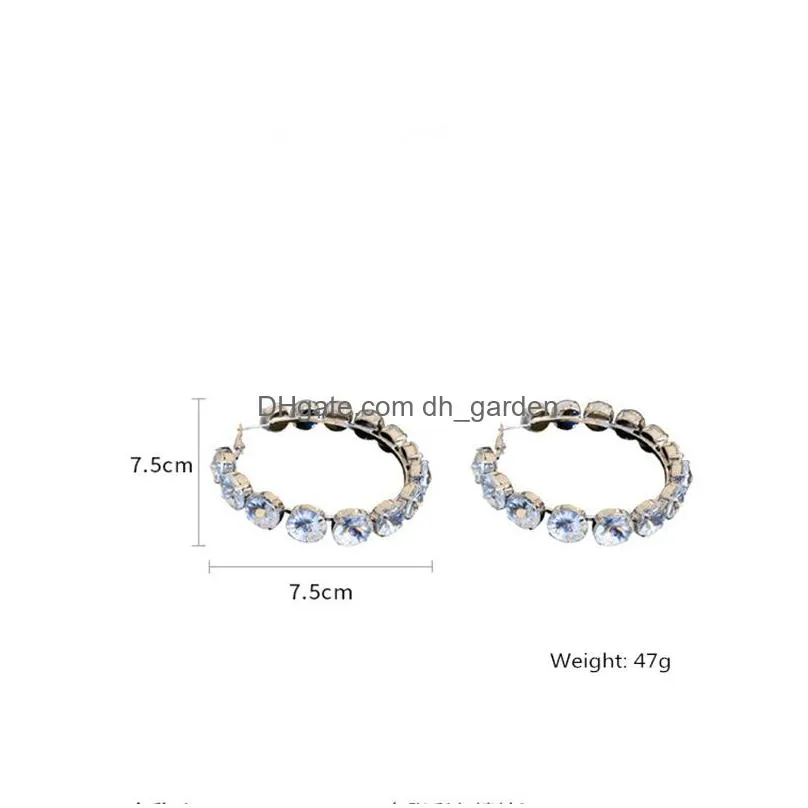 Hoop & Huggie Fashion Colorf Big Crystal Hoop Earrings Geometric Round For Women Statement Jewelry Drop Delivery Jewelry Earr Dhgarden Otm5D