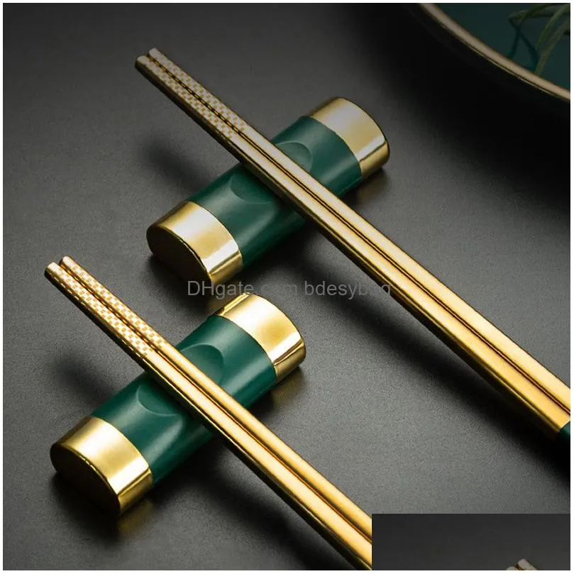 alloy chinese chopstick food stick for sushi sticks chopsticks rest chopsticks holder spoon pillow shape frame kitchen tools lx5163