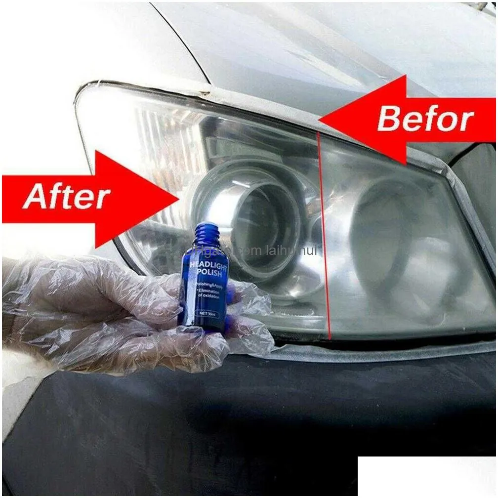 Windshield Wipers Rush Sale9H 10Ml 30Ml Car Hardness Headlight Lens Restorer Repair Liquid Polish Cleaner Set Environmentally Friend Dh3L5