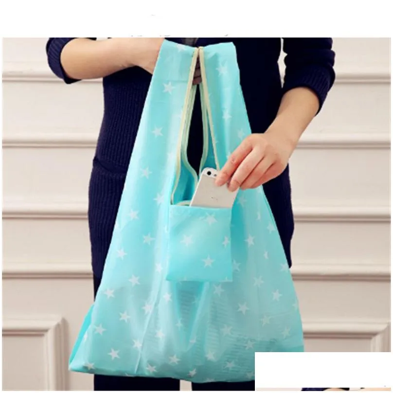 New Fashion Eco Foldable Grocery Shopping Bags Recycle Tote Waterproof Reusable Pouch Handbags Large-Capacity Storage Bags