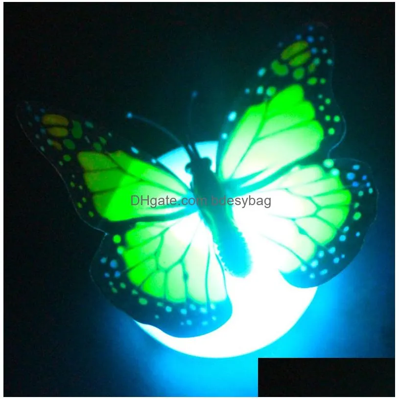 Wall Stickers Led 3D Butterfly Wall Stickers Night Light Lamp Glowing Decals Sticker House Decoration Home Party Desk Drop Delivery Ho Dhbxs