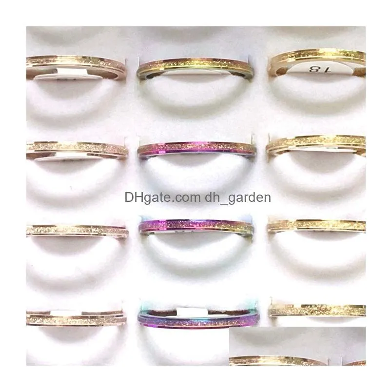 bulk lots 60pcs fashion shiny band rings rose gold rainbow mix elegant women wedding gifts jewelry