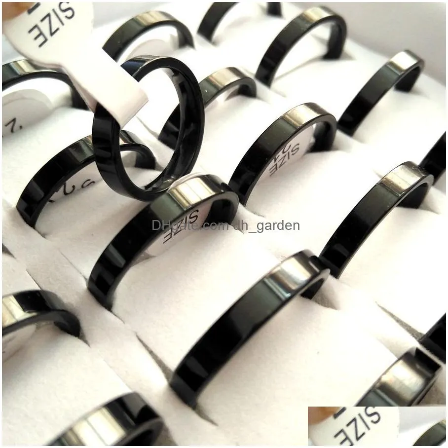 wholesale 100pcs 4mm comfortable silver 316l stainless steel rings fashion plain flat band jewelry ring for man women