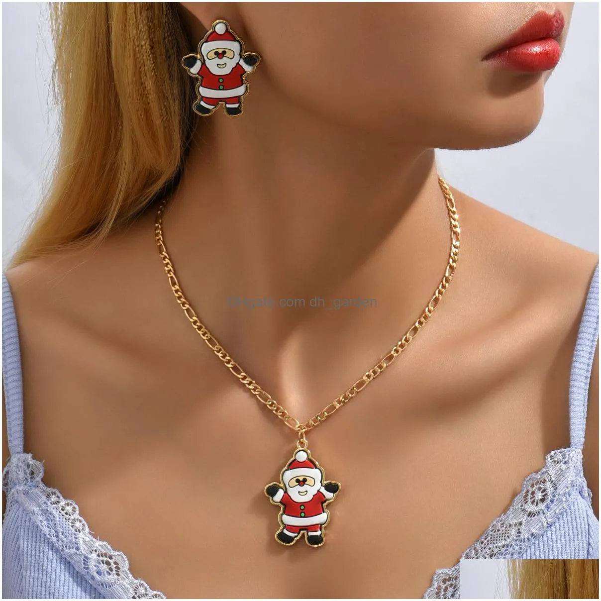 necklace europe and the united states crossborder hotselling christmas fashion simple santa claus earrings necklace set female spot