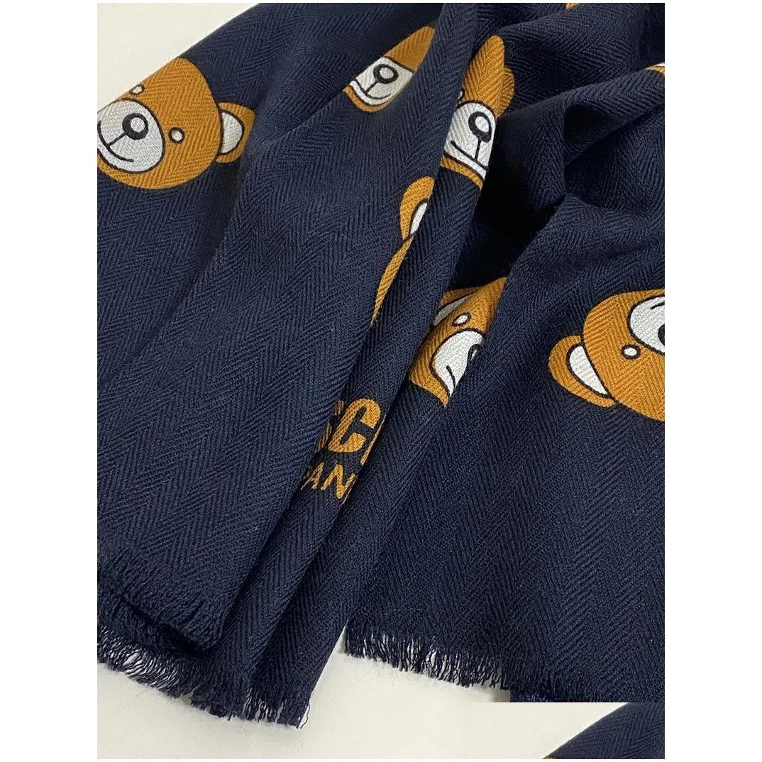 womens long scarf scarves 100% wool material print letters bear pattern size 180cm 65cm
