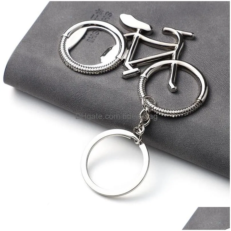 metal beer bottle opener with keychain cute bike bicycle keychain key rings for lover biker bottle openers creative gift for cycling