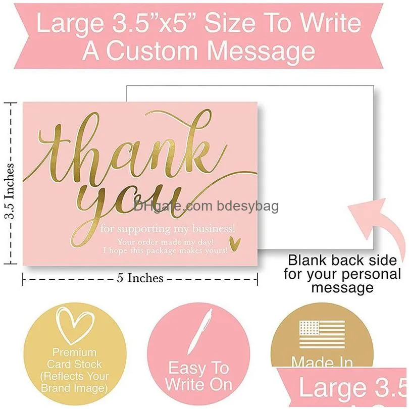 Greeting Cards 5X9Cm Thank You For Supporting My Small Business Thanks Greeting Card Appreciation Cardstock Sellers Gift 50Pcs/Set Dro Dh63C