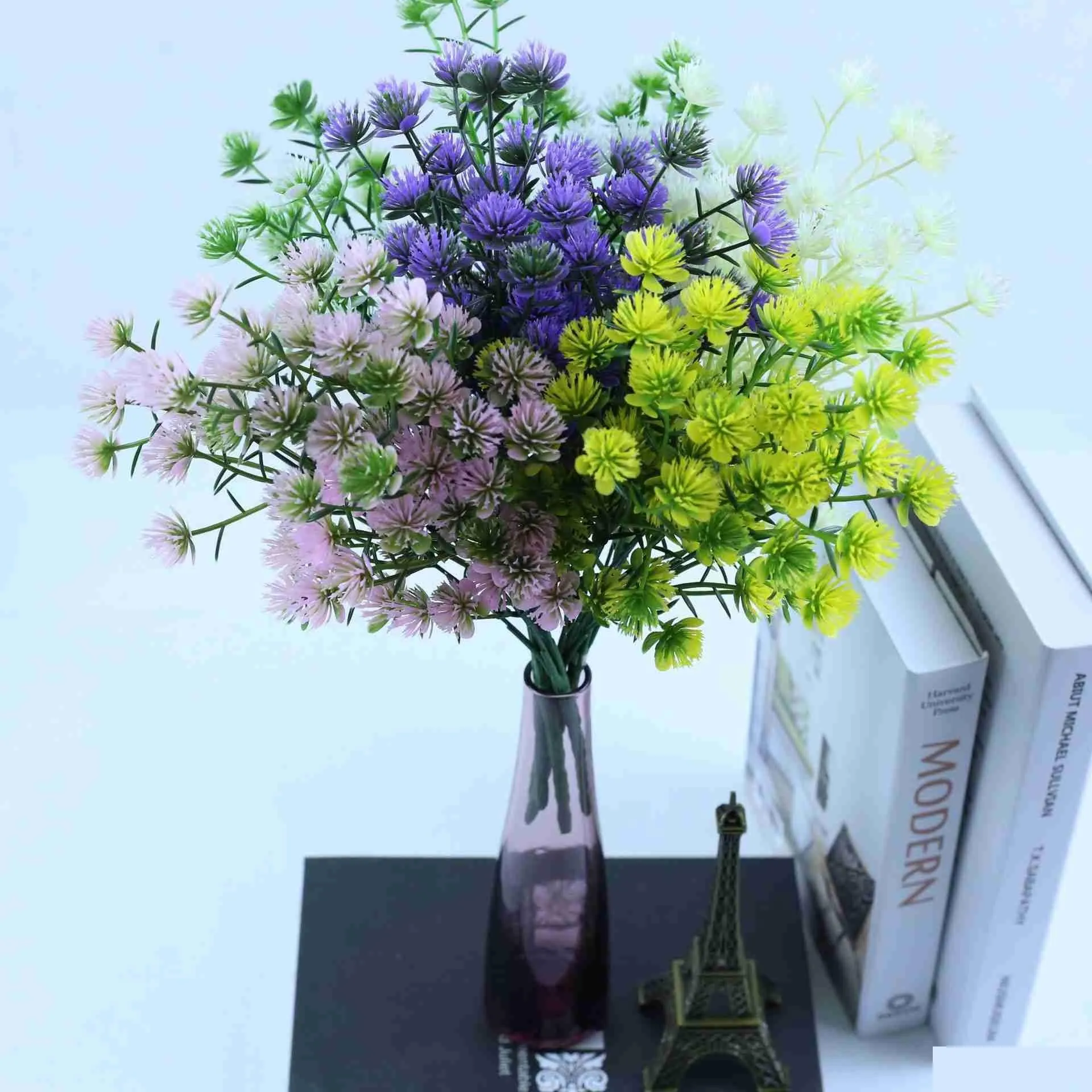 Dried Flowers Artificial  small bayberry home dining table wedding party decoration artificial plant fake flower flocking R230612