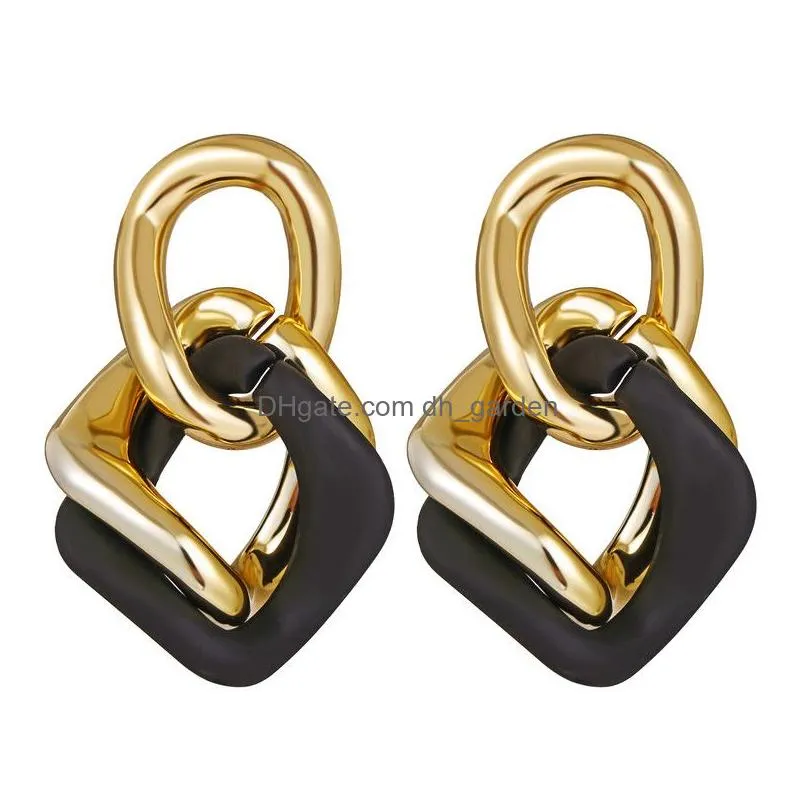 Charm 17Km Trendy Hollow Chain Hoop Earrings Charm For Women Gothic Geometric Gold Earring Punk Statement Circle Brincos Jew Dhgarden Ot0Gl