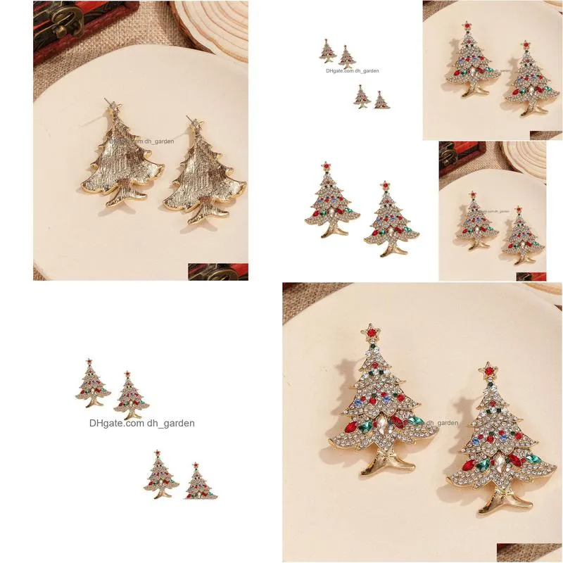 charm crossborder european and american water brick christmas gifts highend diamondstudded christmas tree ear needles autumn earrings for