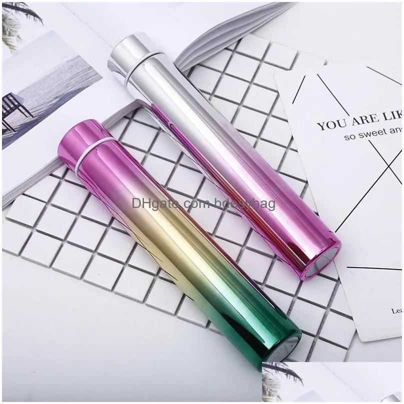 gradient color long bottle ladies fashion small stainless steel vacuum cup gradient thermos cup bottle sports cup lx3732