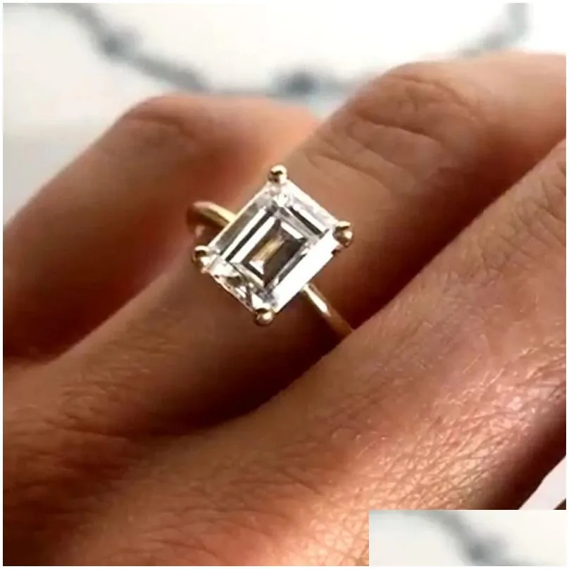 2021 fashions women sterling silver 925 jewellery classic engagement ring emerald cut diamond ring