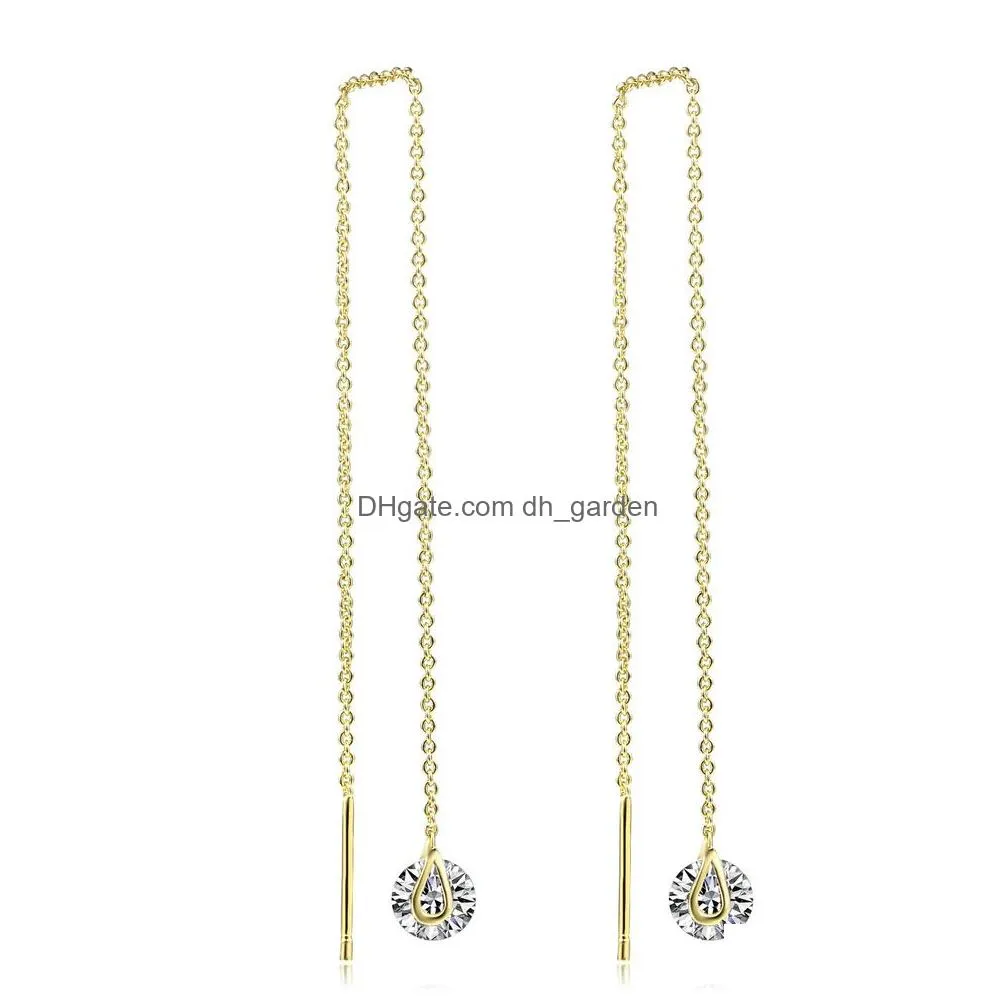 Dangle & Chandelier Unique Drop Line Long Earrings For Women Rose Gold Color Cubic Zircon Crystal Jewelry E549 E100 Drop Del Dhgarden Otqgq