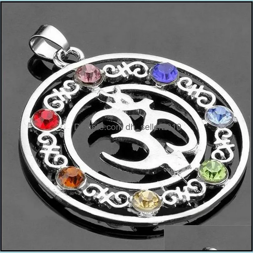 wholesale natural crystal gemstone pendant seven chakra religious pendants alloy inlaid gemstone 012 174 r2