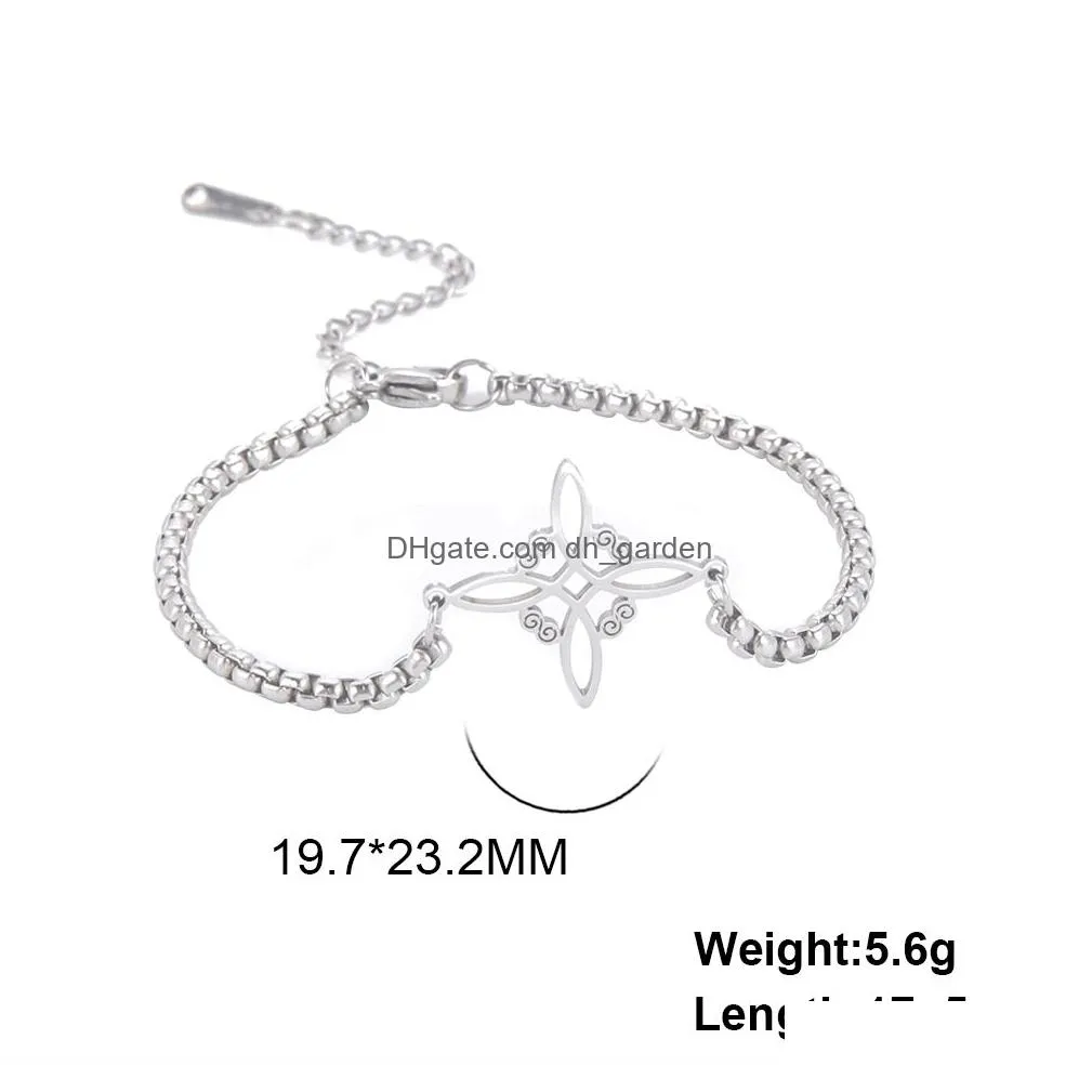 Chain Charm Bracelet Women Stainless Steel Box Chain Bracelets On Hand Wicca Amet Jewelry Gift Drop Delivery Jewelry Bracelet Dhgarden Othye