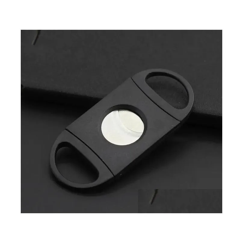 Cigar Accessories Pocket Plastic Stainless Steel Double Blades Cigar Cutter Knife Scissors Tobacco Black New Wholesale Zz Drop Deliver Otslc