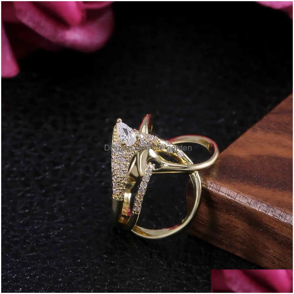 Band Rings Huitan Luxury Irregar Magical Witch Ring Super Cool Accessories Gadget Golden Twist Winding Women Jewelry Persona Dhgarden Otc8Y