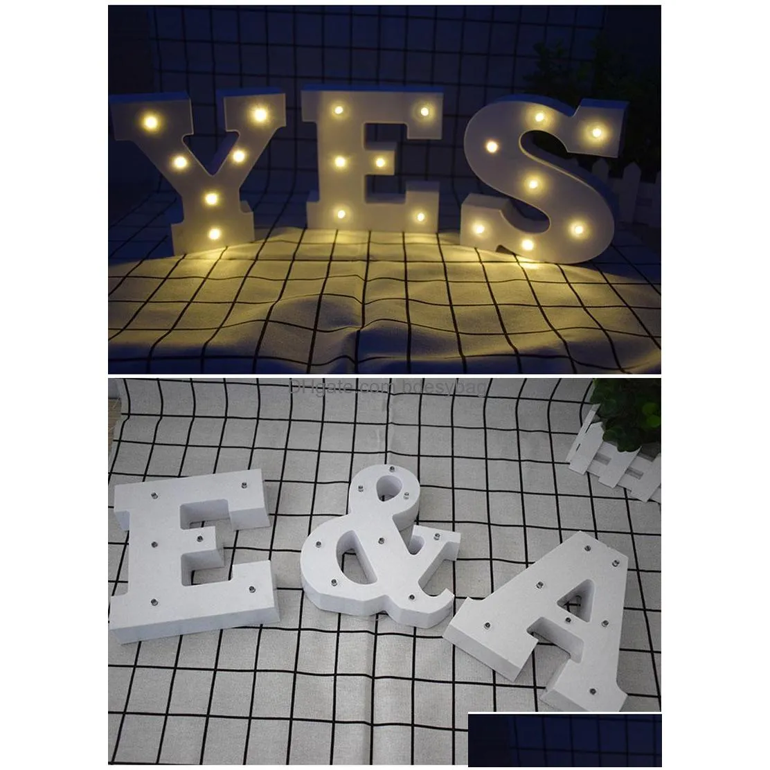 26 letters white led night light marquee sign alphabet lamp for birthday wedding party bedroom wall hanging party decoration za4919