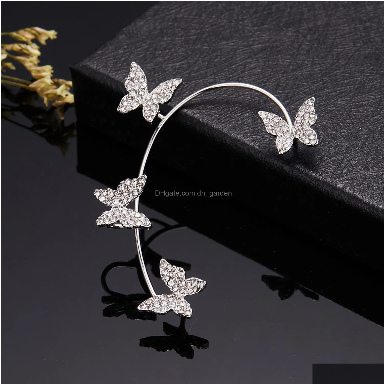 Ear Cuff Shiny Zircon Butterfly Ear Cuff For Women Without Piercing Earrings 2022 Fashion Clip Earring Bride Wedding Jewelry Dhgarden Ot1Tx