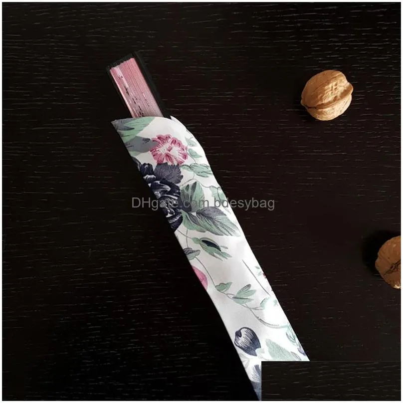 new product wholesale chinese silk folding hand fan pouch chopstick cover case festive party supplies yt0050