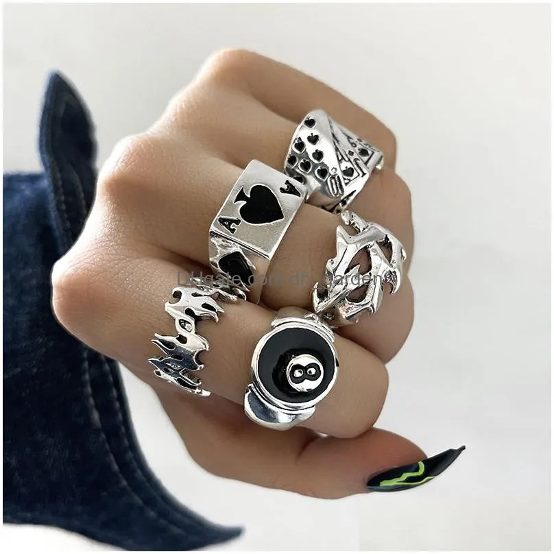 bulk lots 50pcs punk vintage metal rings size 1620 women men fashion hip hop rock butterfly bear sipder cool friend party holiday gifts jewelry accessories