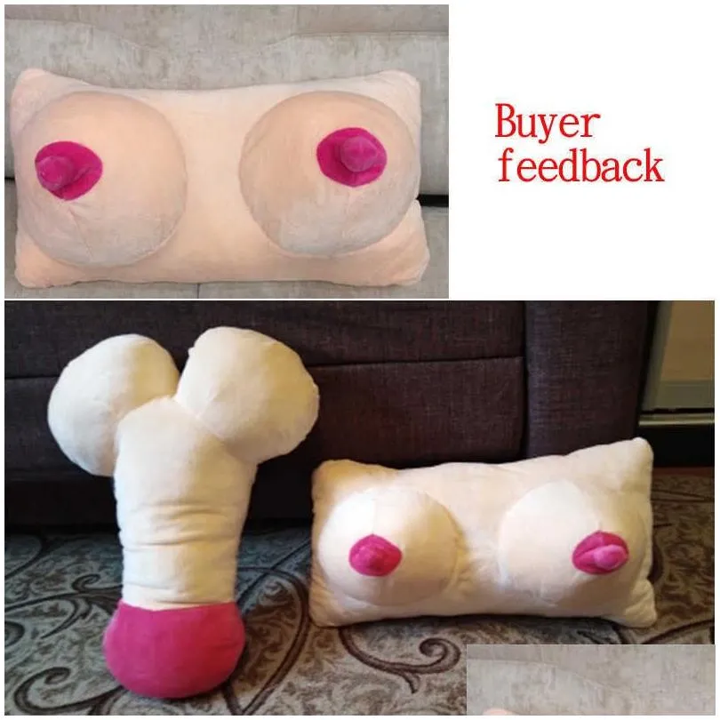 1pc plush cushion big boobs breast toy penis dick pillow couple funny gifts erotic pillow sexy kawaii toy valentine day present 210716