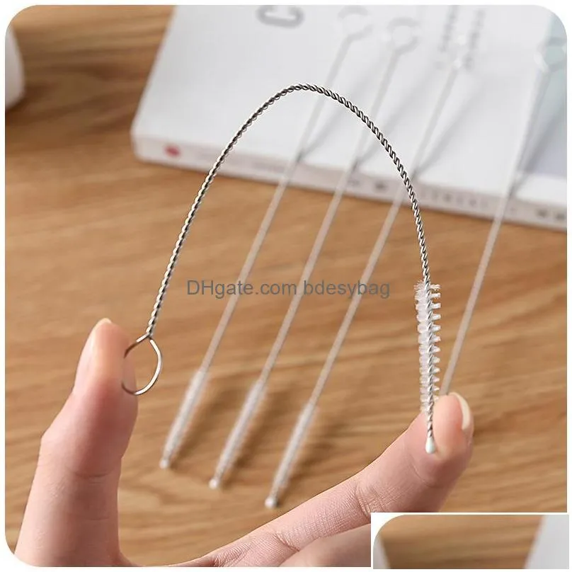 stainless steel straw cleaning brush brushes 175mm 200mm 240mm nylon straw brush drinking pipe tube cleaner baby bottle clean tools wholesale