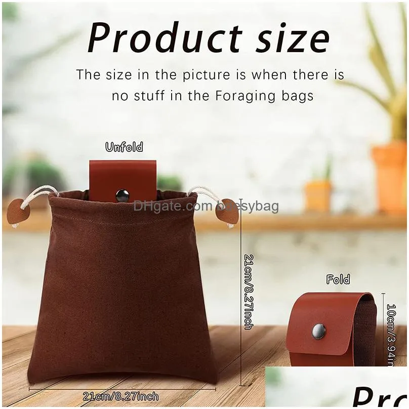 outdoor foraging bag portable fruit picking pouch collapsible berry puch storage hiking camping drawstring canvas bag lx5141