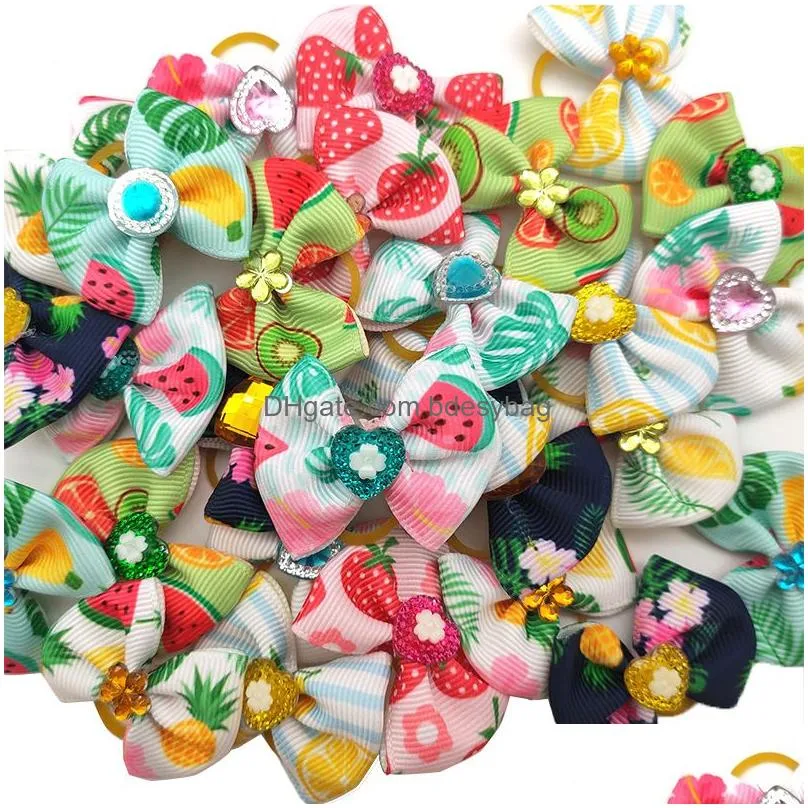 Dog Apparel Cute Dog Apparel Accessories Pet Hair Bows Rubber Band Headdress Different Styles And Colors Drop Delivery Home Garden Pet Dhofx