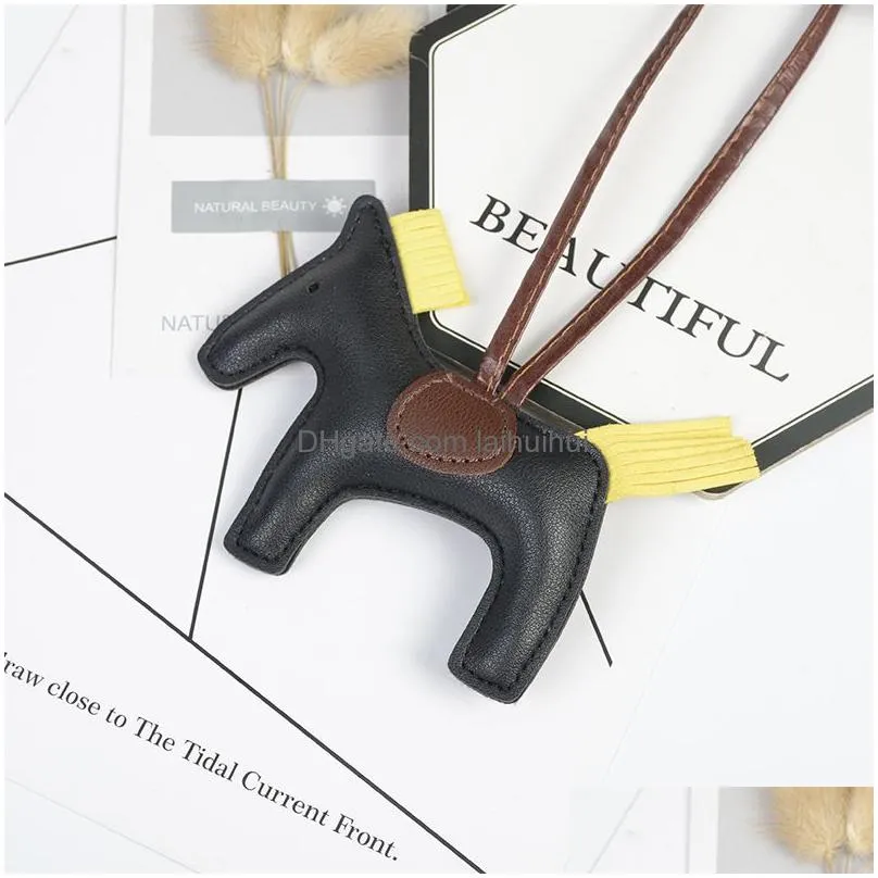 charm bag for women purse car key chains handmade fashion accessories cute pony pu leather keychain9105544