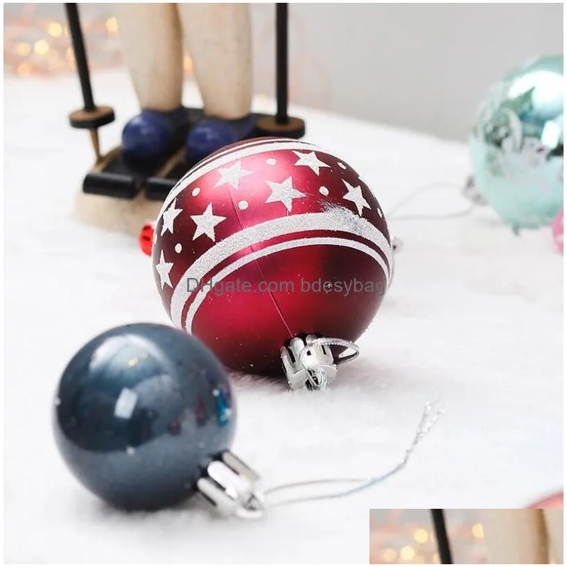 Christmas Decorations Christmas Tree Balls Ornaments Red White Glitter Snowflake Star Topper Hanging Pendants Set For Home Drop Delive Dhevq