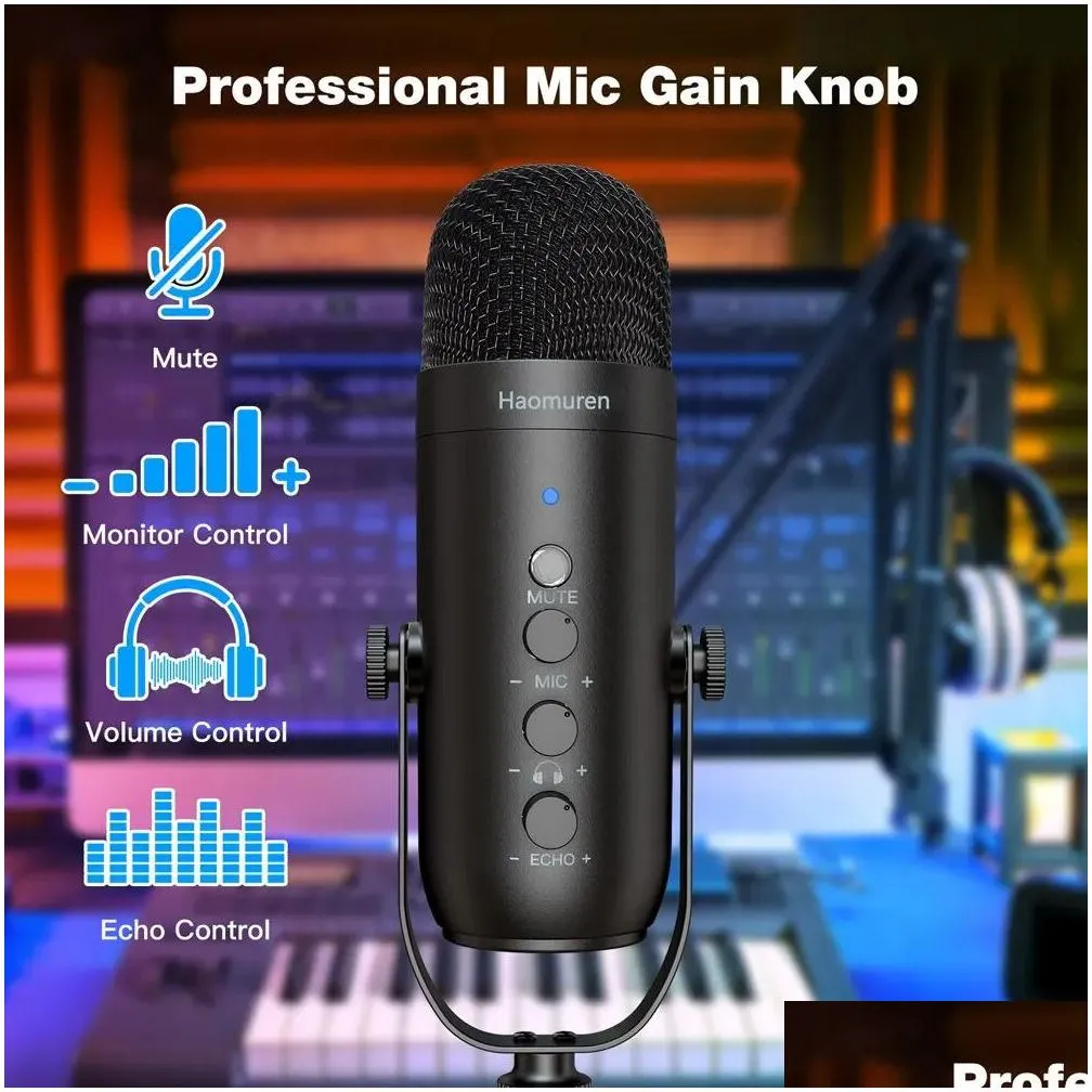 Microphones Microphones Professional Usb Streaming Podcast Pc Microphone Studio Cardioid Condenser Mic Kit With Boom Arm For Recording Otplu